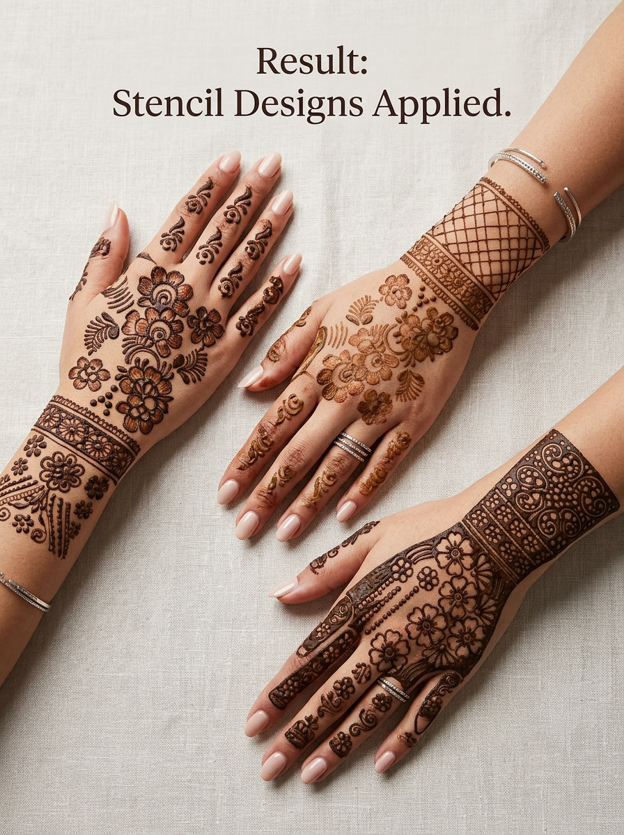 Mehandi Stencil Kia Hand-12 Piece (6 pair)