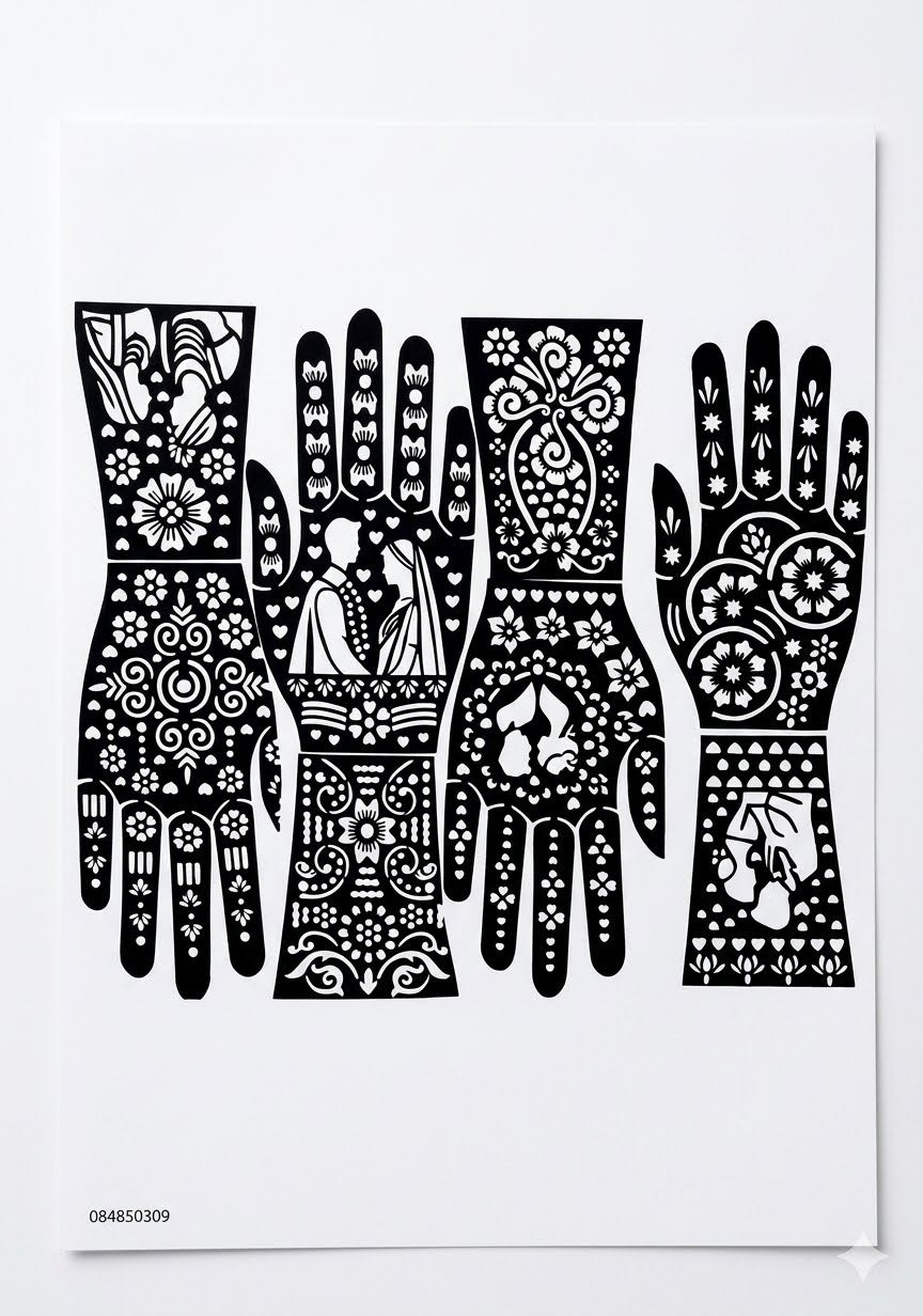 Mehandi Stencil for Hands Easy Apply Traditional Mehndi Design