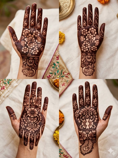 Mehandi Stencil Party Bridal Pack of 4 |Beautiful Flower Pattern