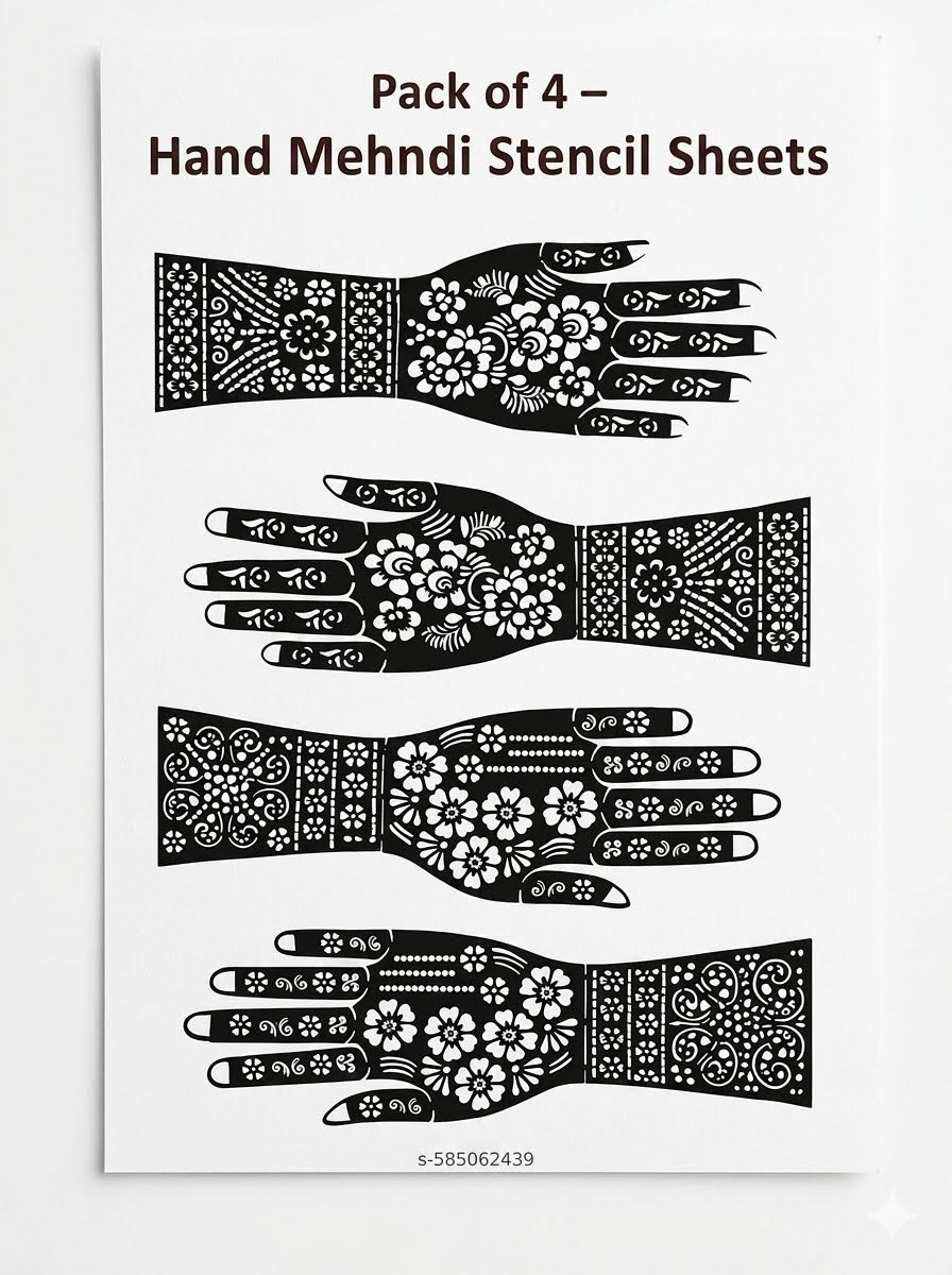 Mehandi Stencil Kia Hand-12 Piece (6 pair)