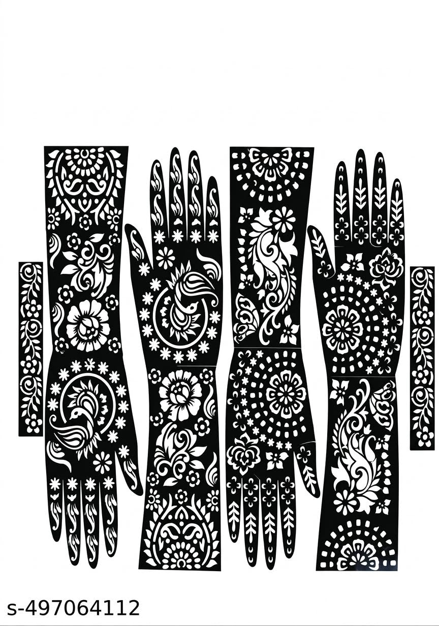 New Bridal Mehendi Stencil Stickers Trendy Mehendi Stencils|Best Design  (Pack of 4)