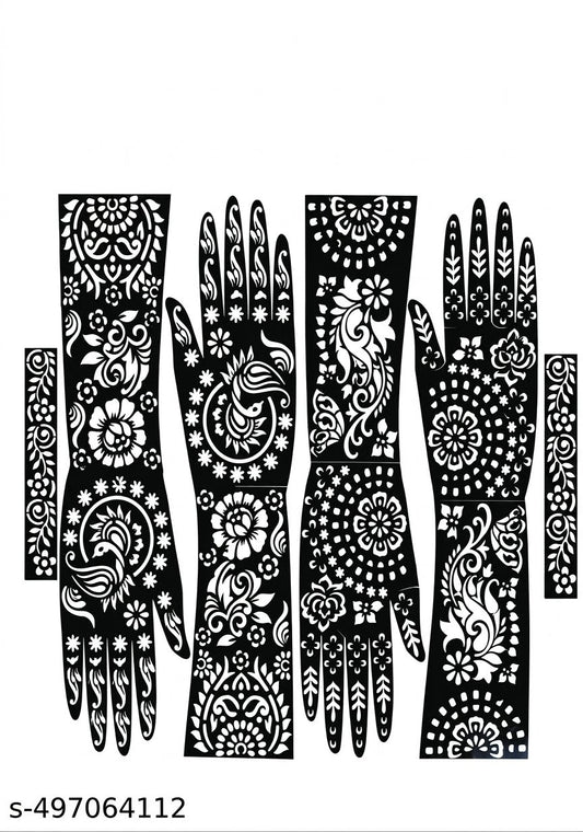 New Bridal Mehendi Stencil Stickers Trendy Mehendi Stencils|Best Design  (Pack of 4)