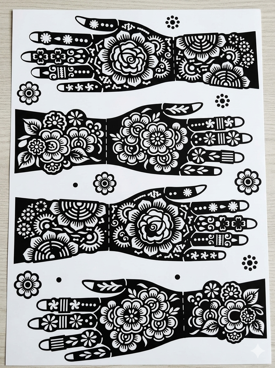 Mehandi Stencil Mamta 32 AB- Piece 12 Piece (6 pair)
