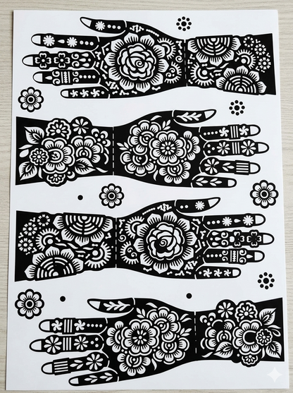 Mehandi Stencil Mamta 32 AB- Piece 12 Piece (6 pair)