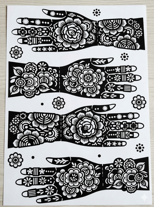 Mehandi Stencil Mamta 32 AB- Piece 12 Piece (6 pair)